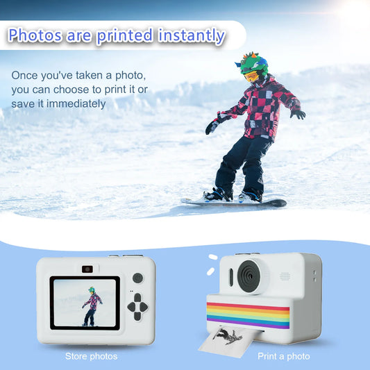 Kids Instant Print Camera with Mini Thermal Photo Printer 2.8" HD Video Camera Toy