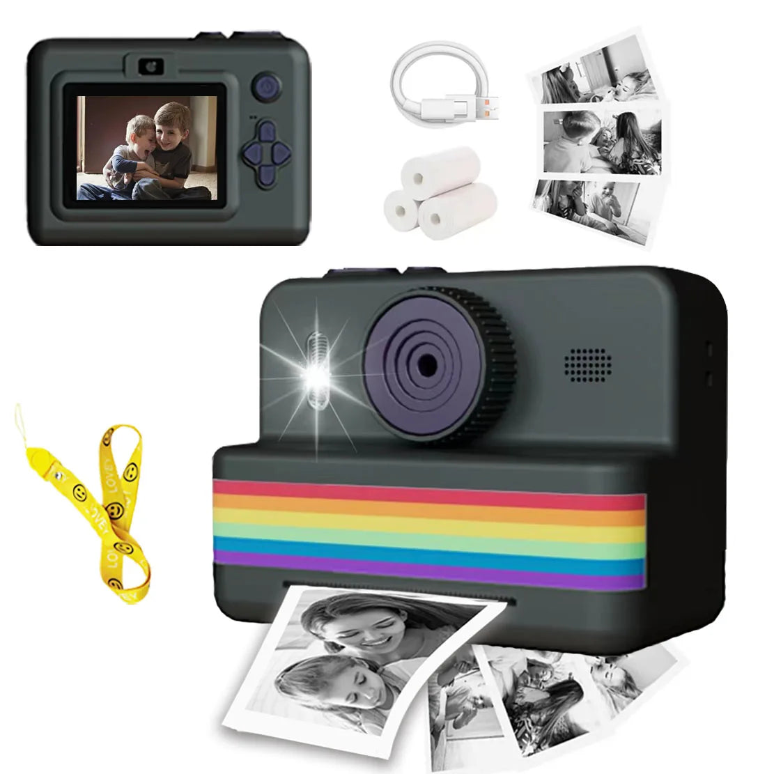Kids Instant Print Camera with Mini Thermal Photo Printer 2.8" HD Video Camera Toy