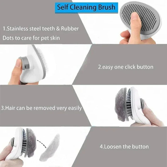 Self-cleaning Pet Hair Remove Comb Cat Slicker Brush Pet Hair Removal Comb For Cats Grooming Brushes Dogmbs Cat Accessories