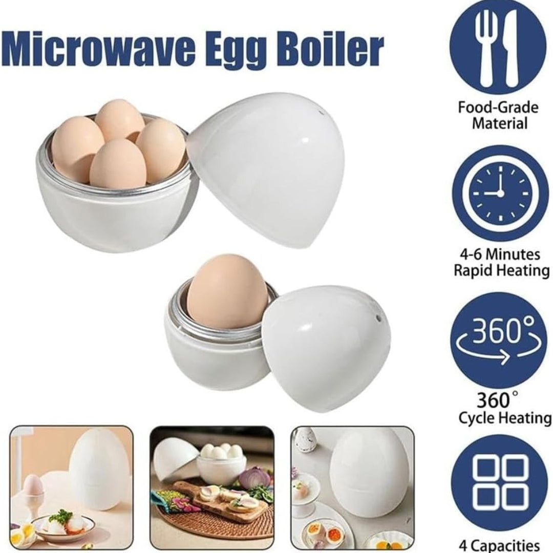 4-Egg Microwave Boiler – Quick Cooker for Perfect Soft or Hard-Boiled Eggs with Built-In Easy Shell Remover