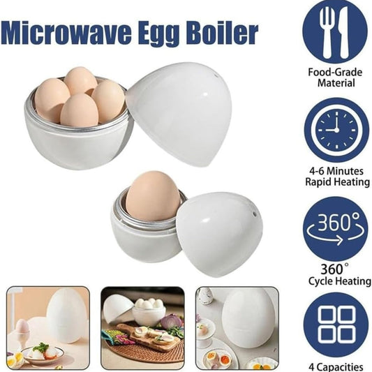 4-Egg Microwave Boiler – Quick Cooker for Perfect Soft or Hard-Boiled Eggs with Built-In Easy Shell Remover