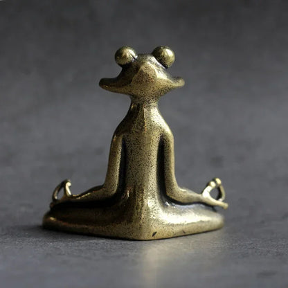 Antique Brass Meditation Zen Frog Statue