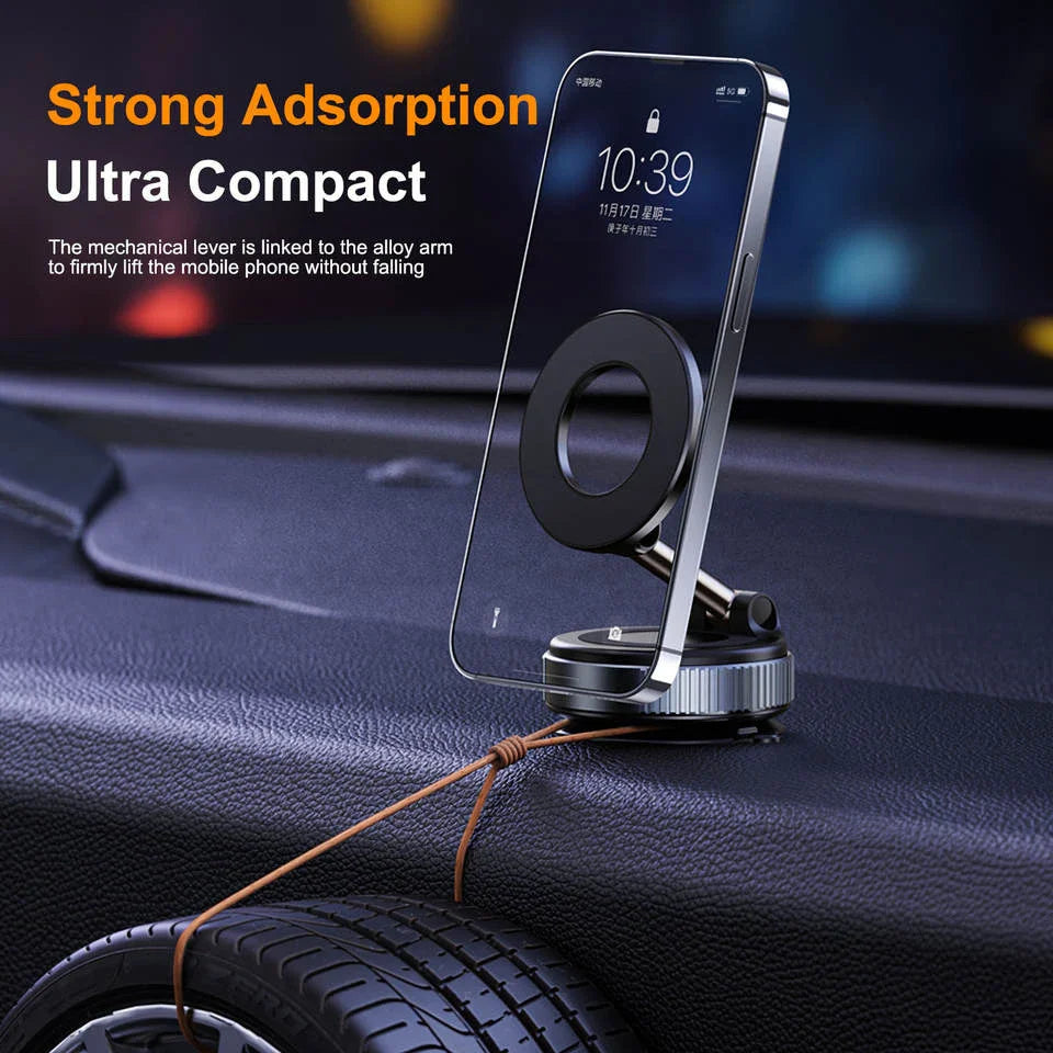 360° Vacuum Adsorption Magnetic Car Phone Holder – Strong Suction Dashboard & Windshield Mount, Universal Hands-Free Mobile Stand
