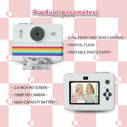 Kids Instant Print Camera with Mini Thermal Photo Printer 2.8" HD Video Camera Toy