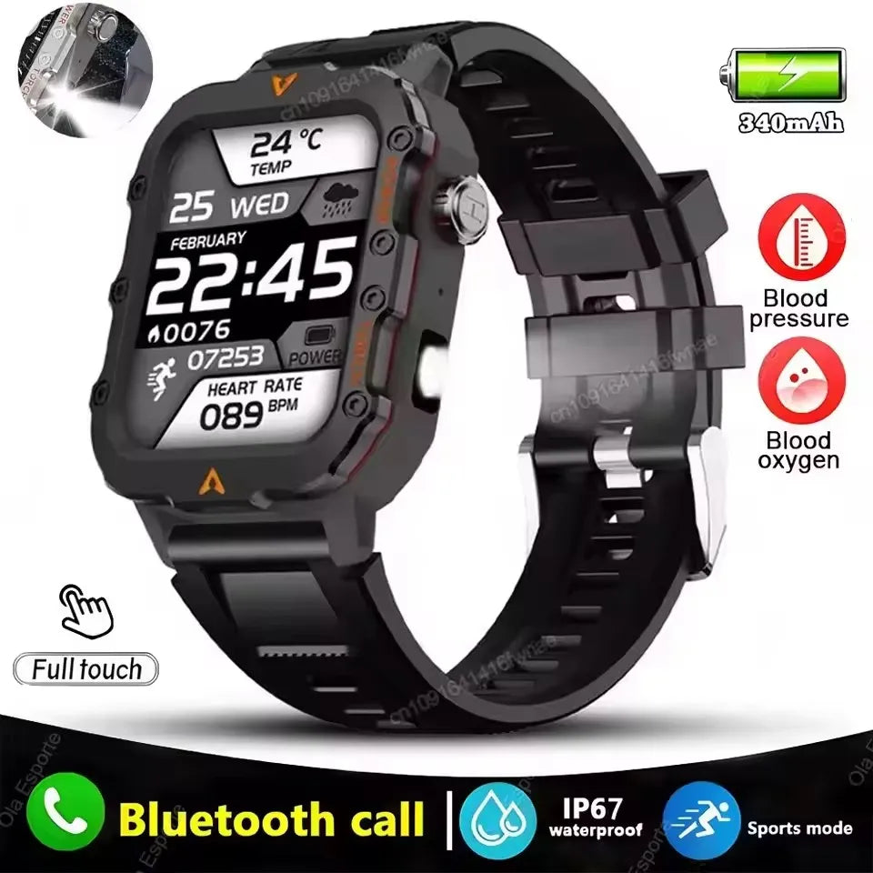 LAXASFIT Men’s Smart Watch with LED Flashlight and Health Tracking
