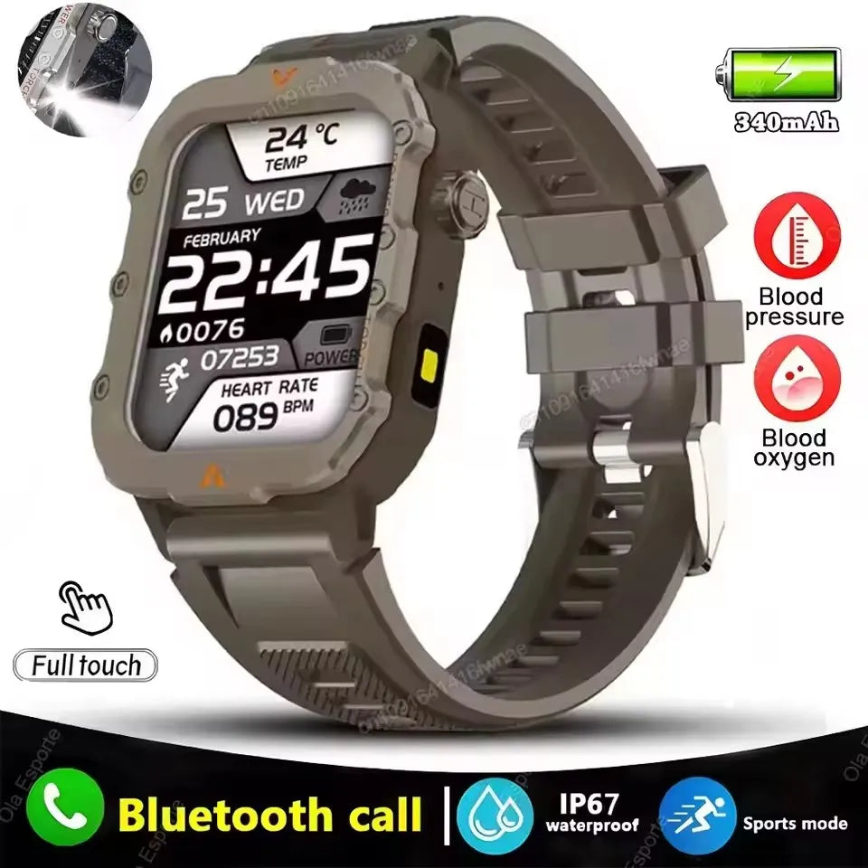 LAXASFIT Men’s Smart Watch with LED Flashlight and Health Tracking
