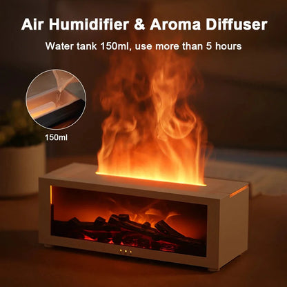 Flame Aroma Humidifier with Essential Oils – 7-Color LED Light, 150ml Large Room Diffuser, Adjustable Mist, Timer, and Auto Shut-Off – Remote Control Fragrance Diffuser for Home & Bedroom