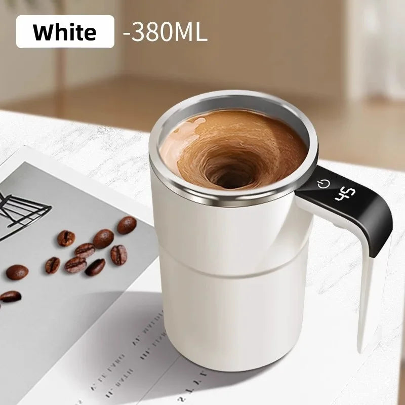 Smart mixing coffee cup LED display|USB charging|magnetic mixing function