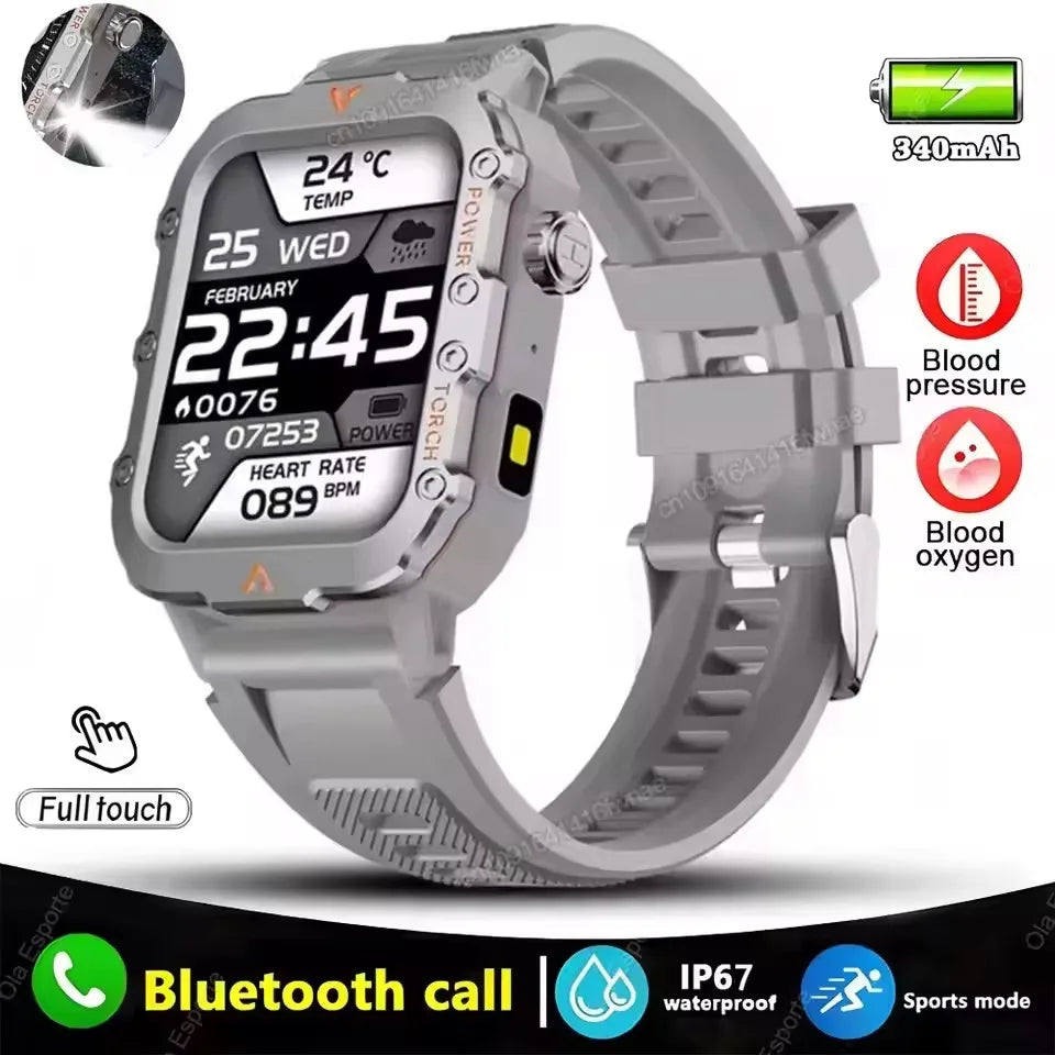 LAXASFIT Men’s Smart Watch with LED Flashlight and Health Tracking