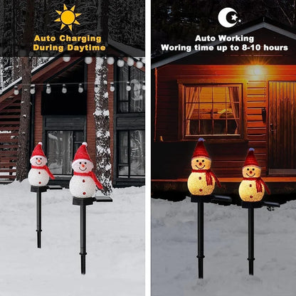 Solar Snowman Christmas Lights – Outdoor LED Decorations for Patio, Lawn & Pathway (Solar-Powered Holiday Stakes)
