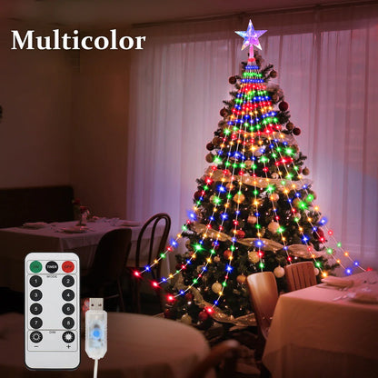 LED Outdoor Christmas Tree Lights – Waterproof Fairy String Lights (USB • 8 Modes • 2–3m)