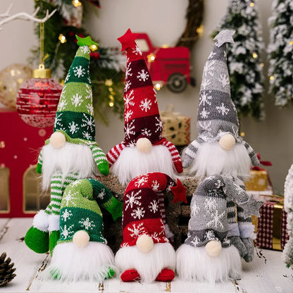 Christmas Faceless Doll Gnome Ornaments LED Light Plush Knitting Crafts Tree Pendant Christmas Decorations for Home Kids Gift