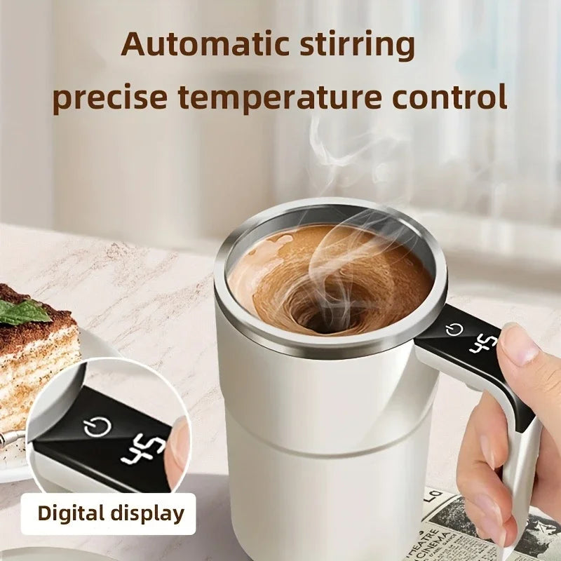 Smart mixing coffee cup LED display|USB charging|magnetic mixing function
