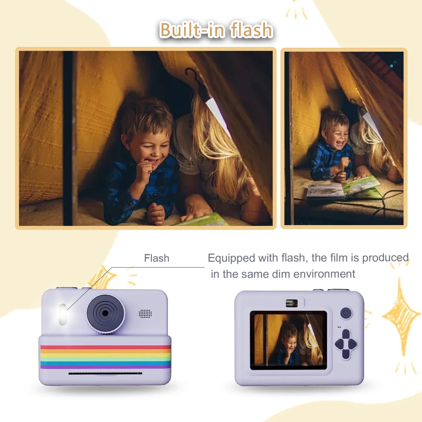 Kids Instant Print Camera with Mini Thermal Photo Printer 2.8" HD Video Camera Toy