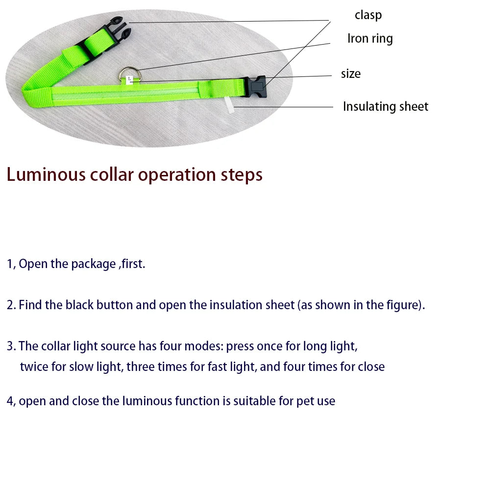 NYLON LED FLASHING COLLAR FOR DOGS