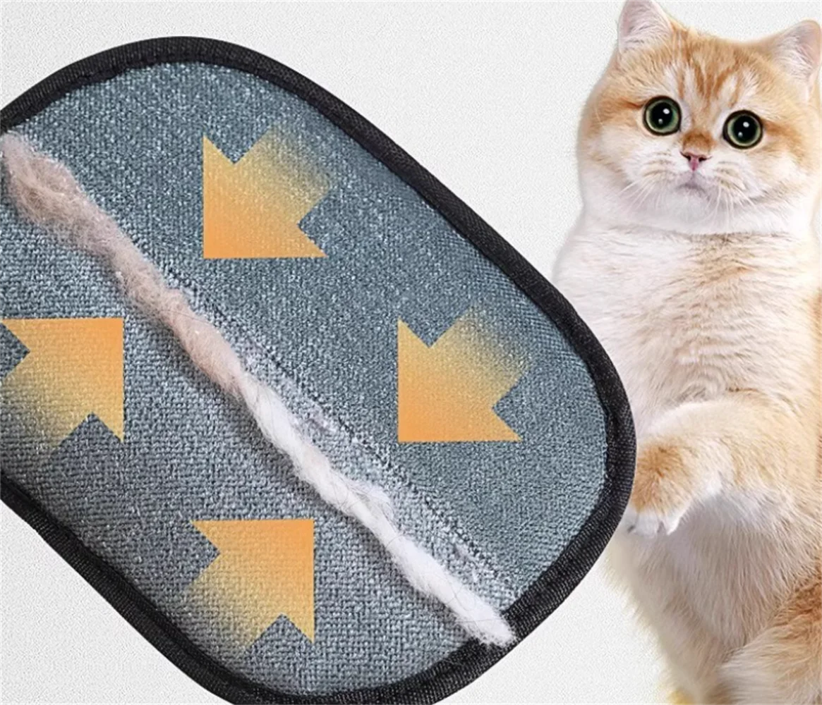 🐾 Double-Sided Reuseable Static Grooming Gloves for Pets _Hair Removal & Grooming.