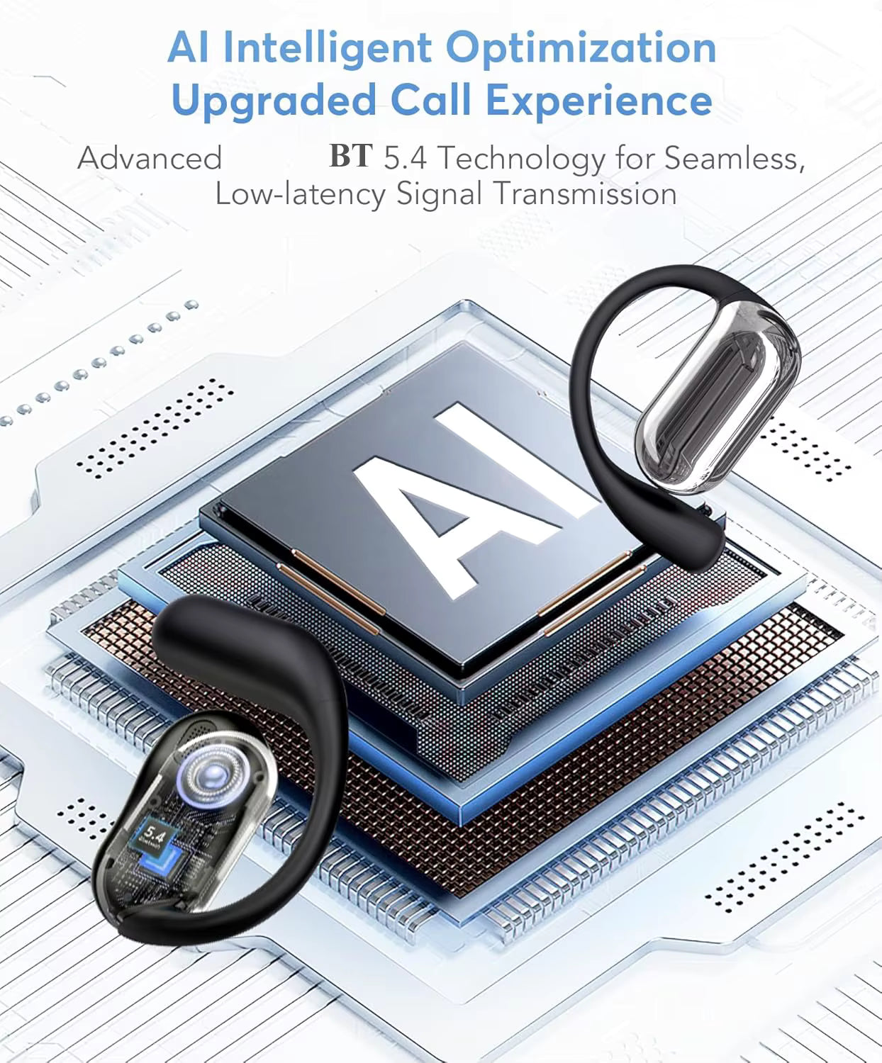 AI Translation Earbuds BT 5.4 Headphones Translator with 144 Languages OWS Real-Time Earphones Ear Buds for Travel Business