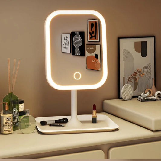 3-Color LED Desktop Vanity Mirror | Touch Control Makeup & Dressing Light