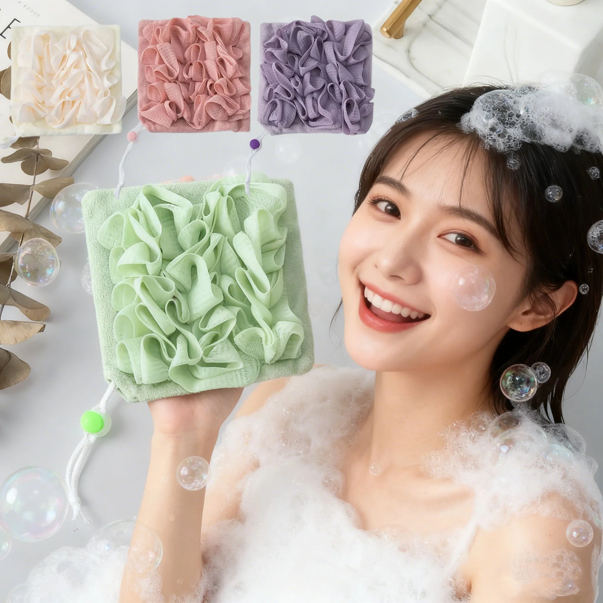 FoamGlow™ 2-in-1 Bath Sponge 🛁 — Deep Clean & Rich Lather