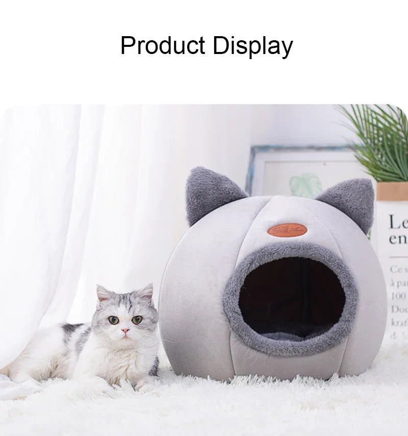 “Cozy Cat Bed House – Soft Warm Pet Cave for Indoor Cats & Kittens”