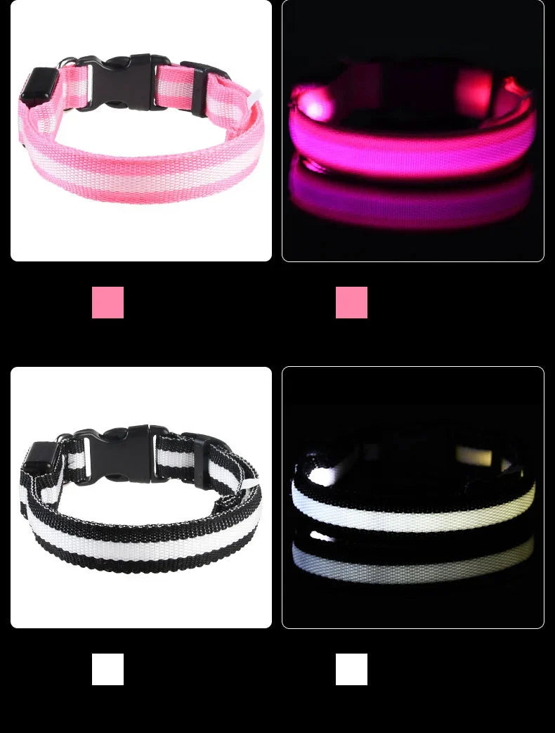 NYLON LED FLASHING COLLAR FOR DOGS