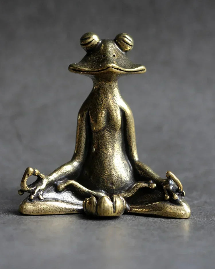 Antique Brass Meditation Zen Frog Statue