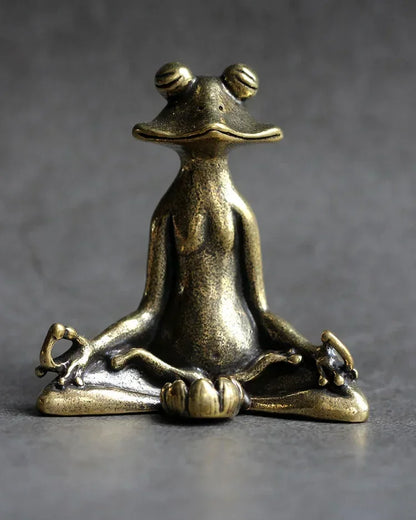 Antique Brass Meditation Zen Frog Statue