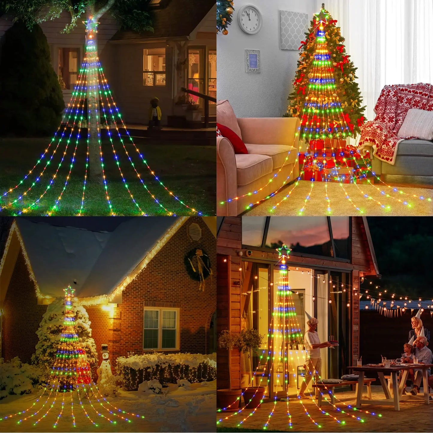 LED Outdoor Christmas Tree Lights – Waterproof Fairy String Lights (USB • 8 Modes • 2–3m)