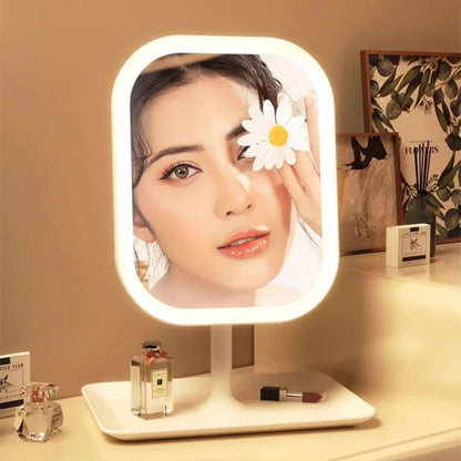 3-Color LED Desktop Vanity Mirror | Touch Control Makeup & Dressing Light