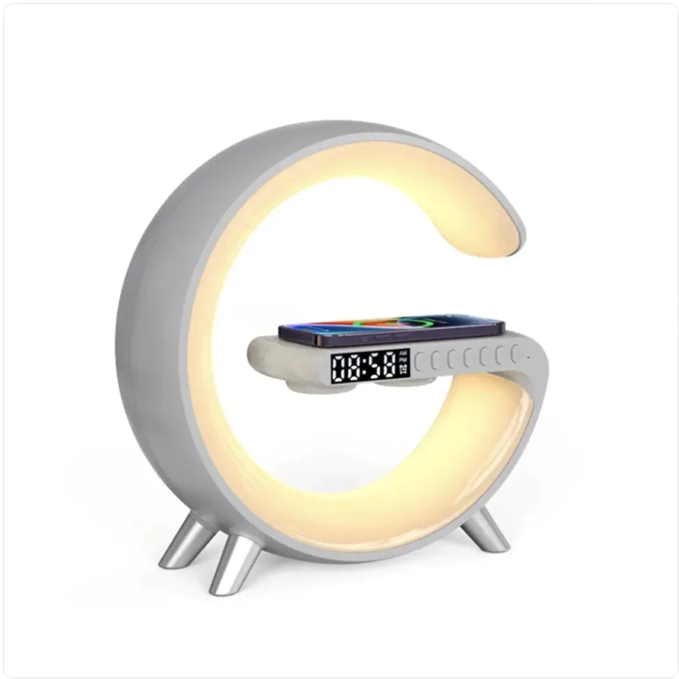 The G-Shaped Lamp With Wireless Charging and Bluetooth Speaker